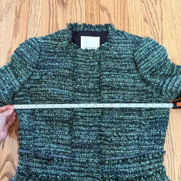 Rebecca Taylor Bouclé Tweed Peplum Jacket – Green Multi – Size 4 - Picture 7 of 11
